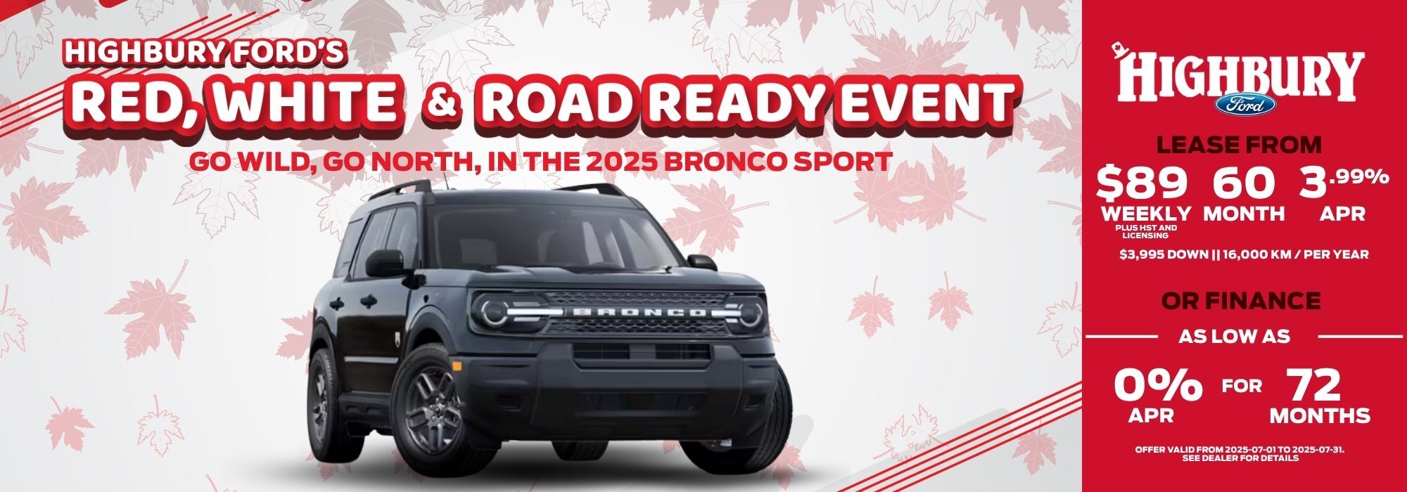 Highbury RWR July 2025 - Bronco Sport Desktop